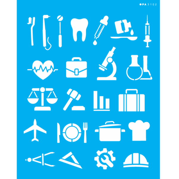 Stencil Opa 20X25 Profissões Ícones