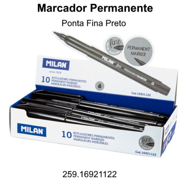Marcador Permanente Ponta Fina Preto Cx.10un.