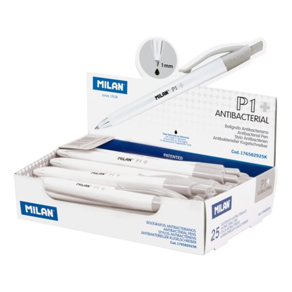 Esferográficas P1 Antibactéria Preto 1mm Milan Exp. 25un.