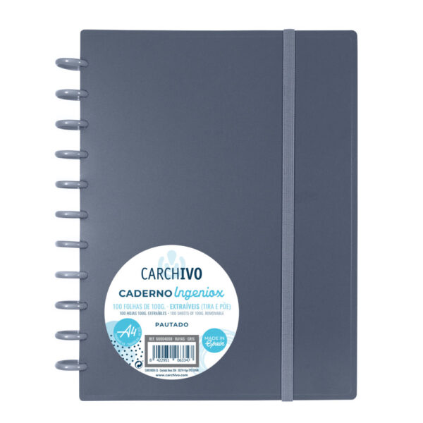 Caderno Pautado 100fls. A4 Cinza