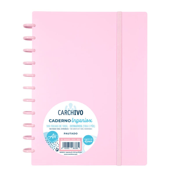Caderno Pautado 100fls. A4 Rosa