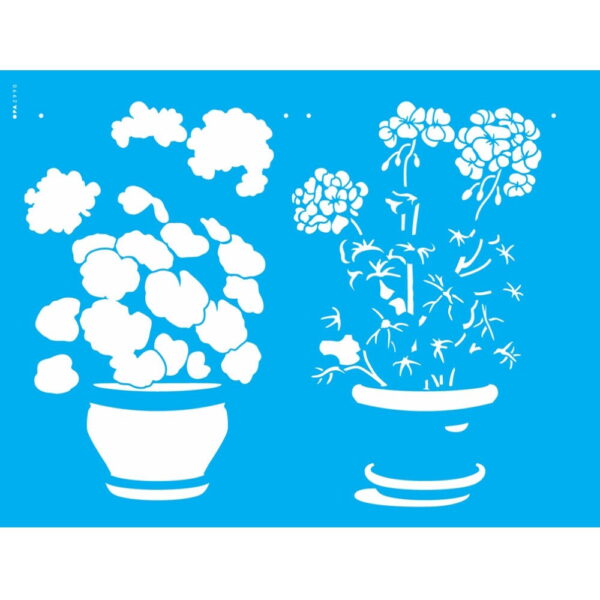 Stencil 32x42 Vaso Flores Gerânios