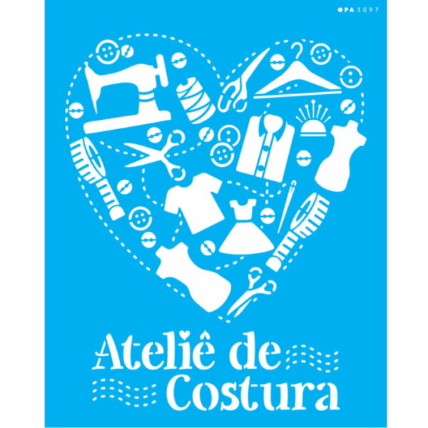 Stencil Opa 20X25 Coração Atelier Costura