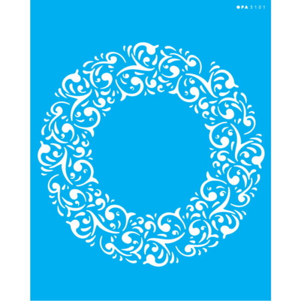 Stencil Opa 20X25 Moldura Redonda Arabescos