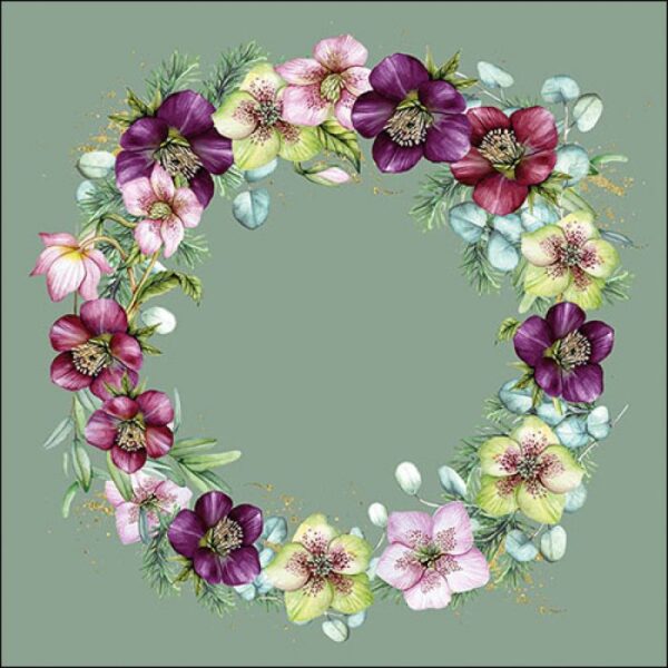 Guardanapo X-mas Roses Green 33x33