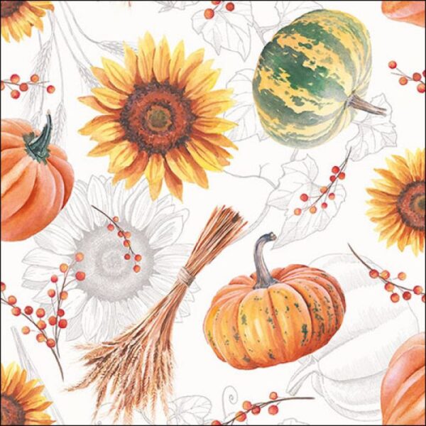 Guardanapo Pumpkins & Sunflowers 33x33