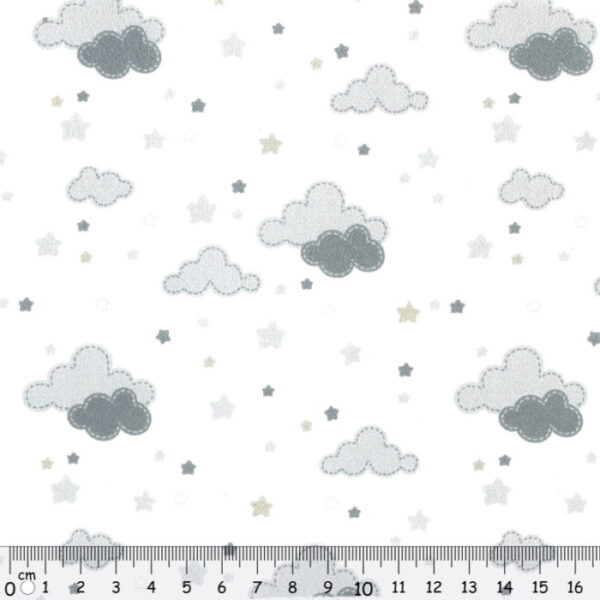 Tecido Algodão Baby Shower Cinza 1.50Mts.