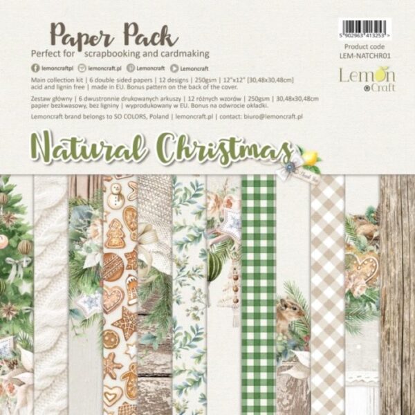 Bloco Scrapbook Natural Christmas 30x30