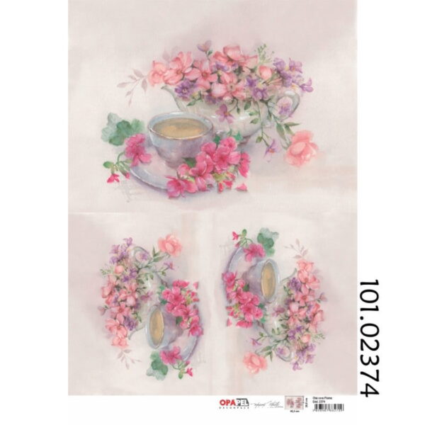 Papel Decoupage Chá Com Flores 30X45