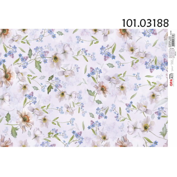 Papel Decoupage Papoulas Brancas 30X45