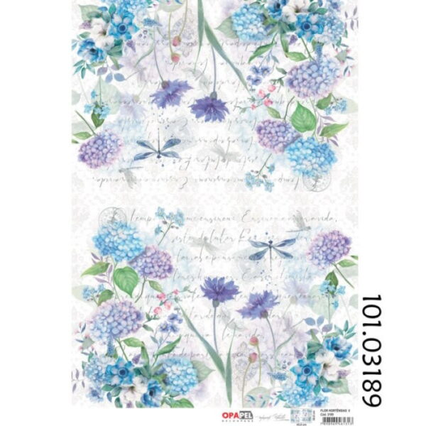 Papel Decoupage Flores Hortências 30X45