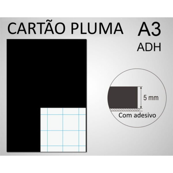 Cartão Pluma A3 Preto Adesivo 5mm 5un.
