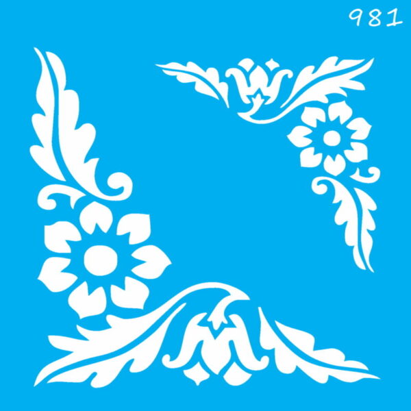 Stencil Opa 14x14 Cantoneira Flores