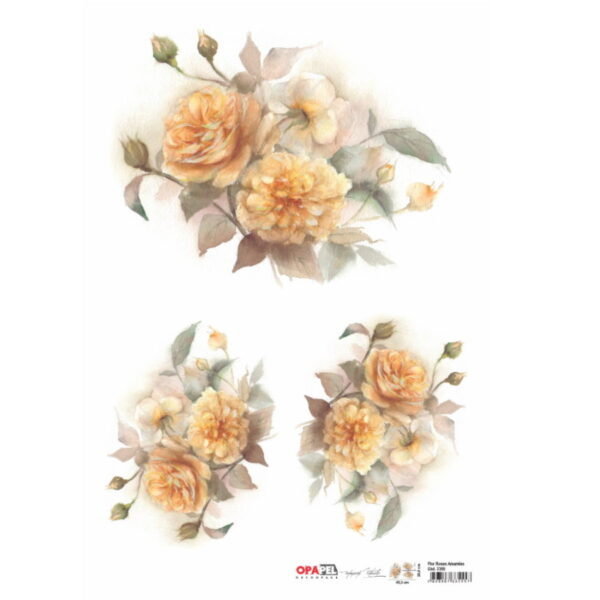 Papel Scrap Flor Rosas Amarelas  300x450mm