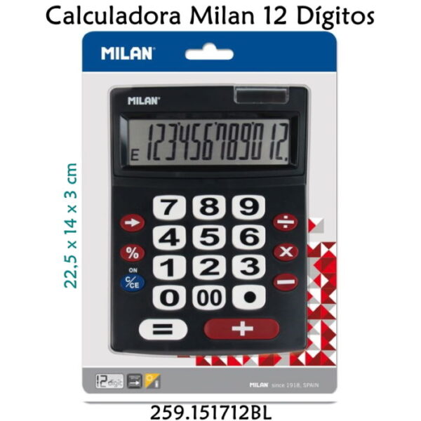 Calculadora 12 Dígitos Teclas Grandes Milan