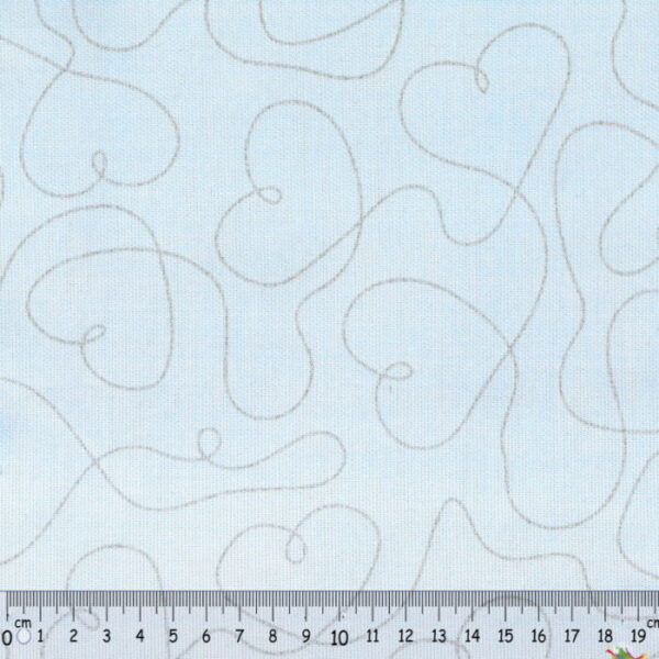 Tecido Algodão Hearts c/ Glitter Azul Bebe 1.50Mts.