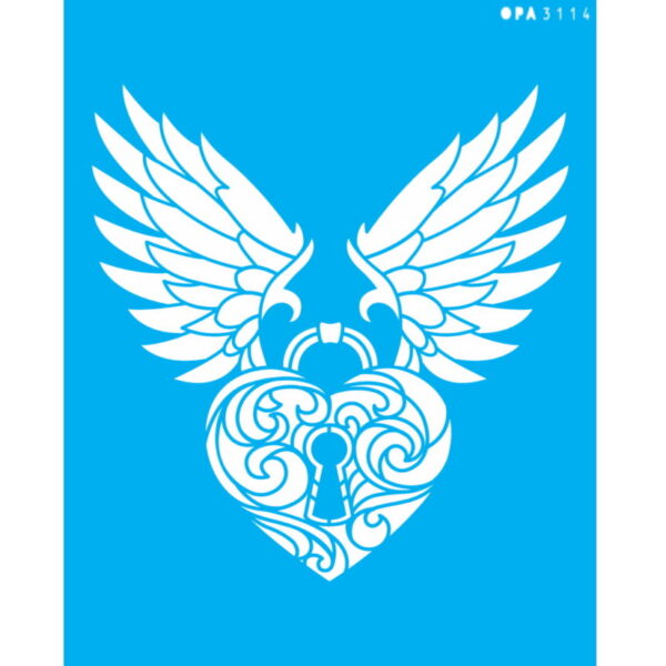 Stencil Opa 20X25 SteamPunk Art Coração Cadeado