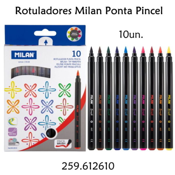 Rotuladores Milan 10 Cores Ponta Pincel