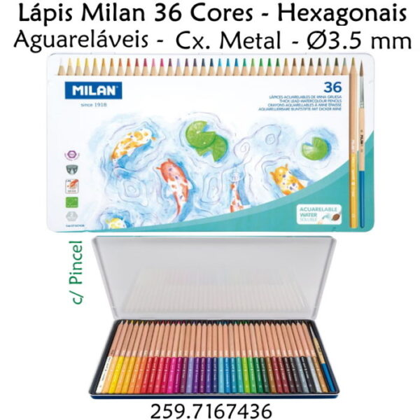Lápis Aguareláveis Milan  36 Cores c/ Pincel