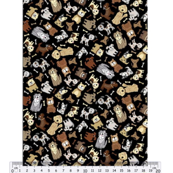 Tecido Algodão Timeless Dogs  1.10Mts.