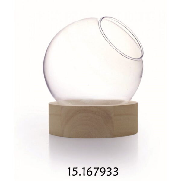 Vaso c/ Base Madeira 155↕ x 130ø mm