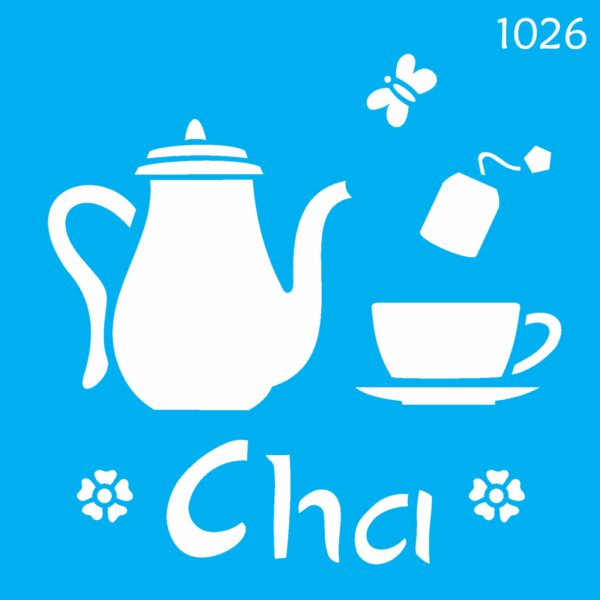 Stencil Opa 14x14 Bule e Xícara