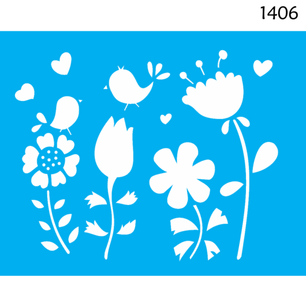 Stencil Opa 20X25 Flor Passarinho