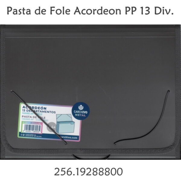 Pasta Acordeon PP c/13 Divisórias Linha Metal
