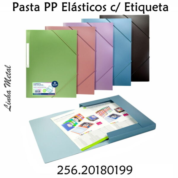 Pasta PP Elásticos c/ Etiqueta Linha Metal