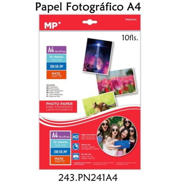 Papel Fotográfico Mate A4 200gr. 10fls.