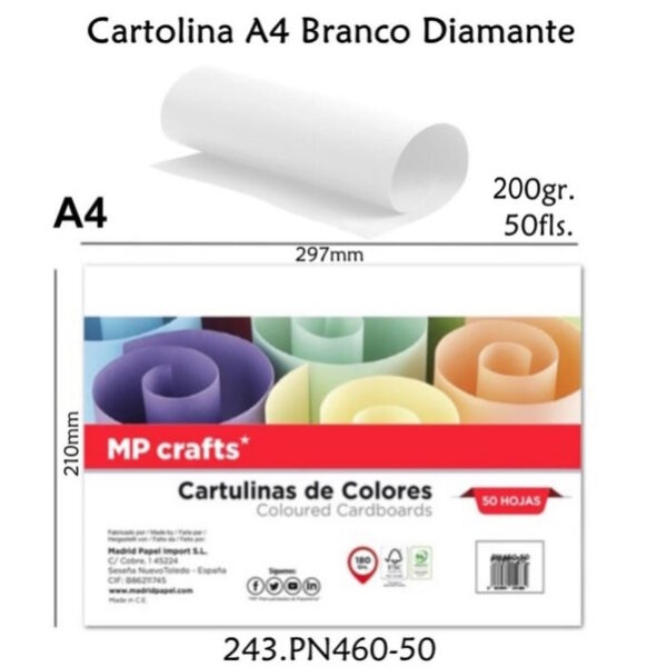 Cartolina Diamante Branco A4 50fls.