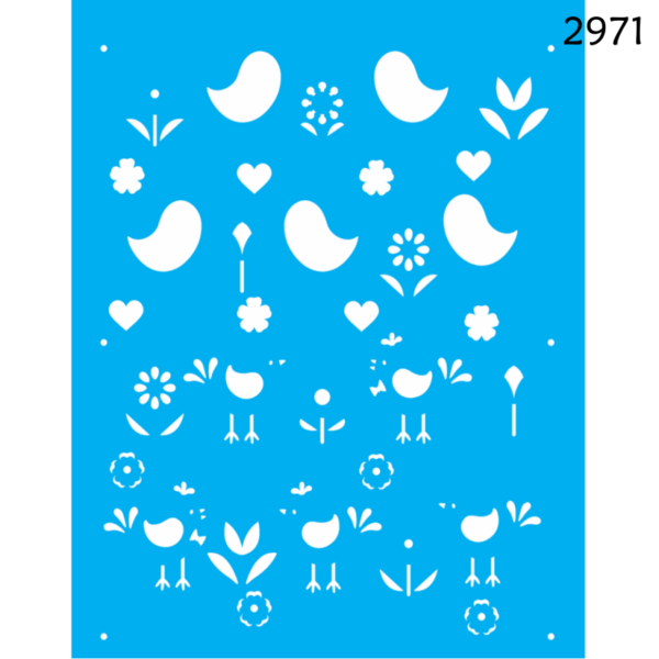 Stencil Opa 20X25 Pássaros e Flores