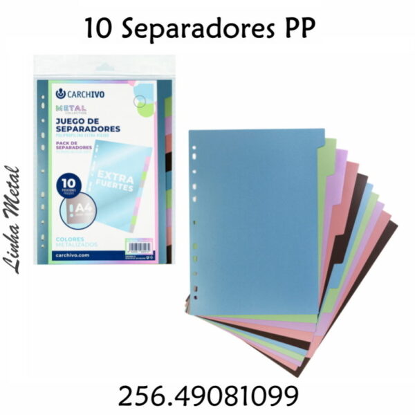 10 Separadores PP Linha Metal