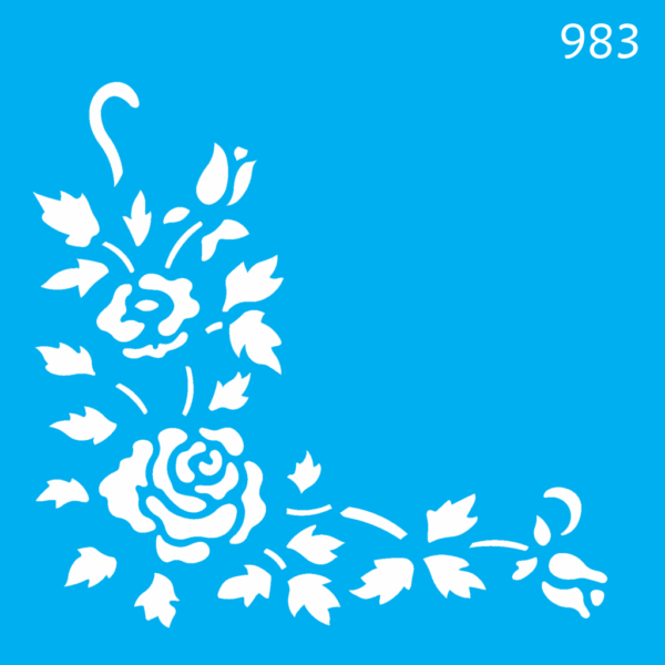 Stencil Opa 14x14 Cantoneira Rosas