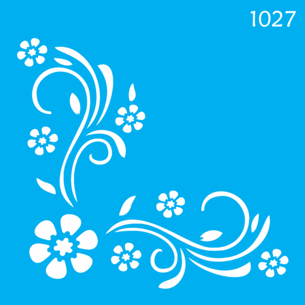 Stencil Opa 14x14 Cantoneira Flores II