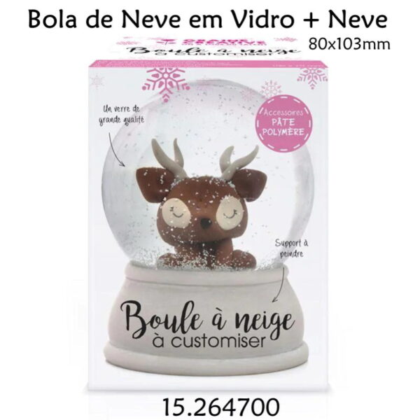Bola de Neve em Vidro 80x103mm  + Neve
