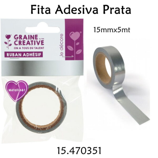 Fita Adesiva Prata 15mmx15Mt.