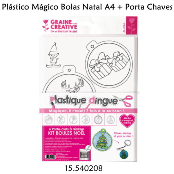 Plástico Mágico Bolas Natal A4 + Porta Chaves