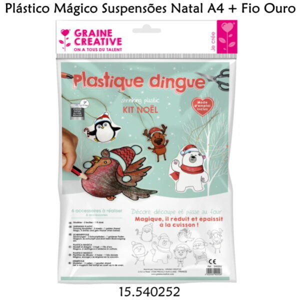 Plástico Mágico Suspensões Natal A4 + Fio Ouro