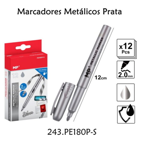 Marcadores Metálicos Prata Cx. 12un.