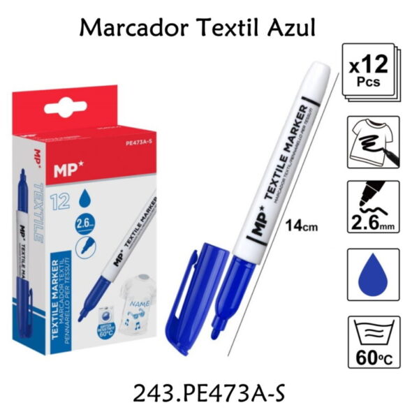 Marcadores Têxtil Azul Cx. 12un.