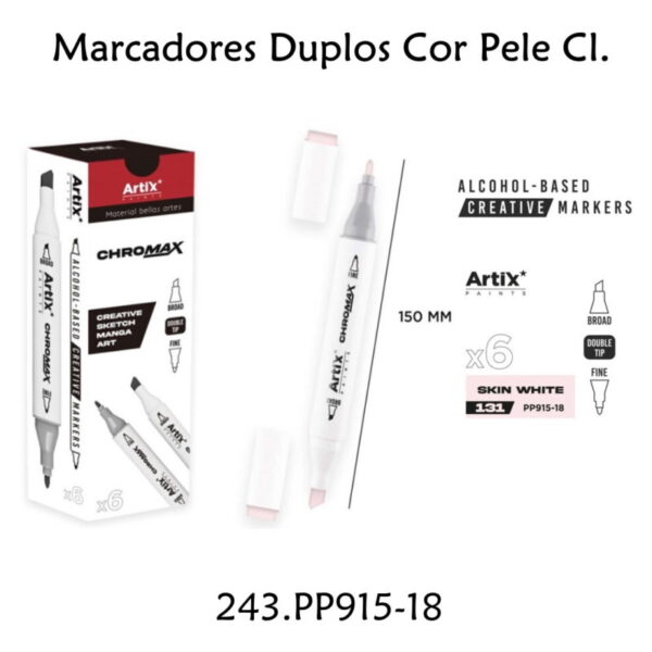 Marcadores Duplos Cor Pele Clara Cx. 6un.
