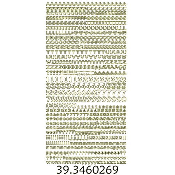 Sticker Ouro Letras e Números