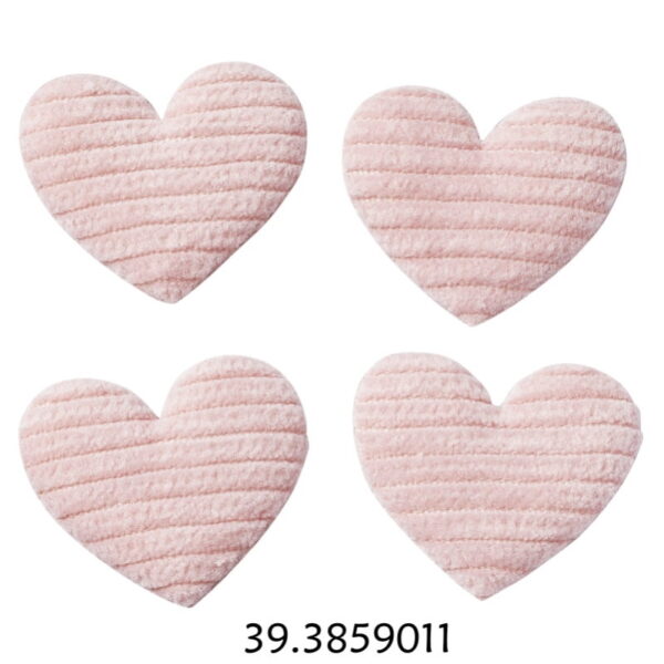 Coração Tecido Rosa 35mm  4un.