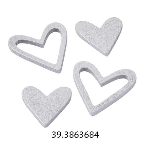 Corações Madeira Prata 25x40mm 12un.