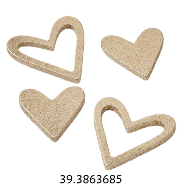 Corações Madeira Ouro 25x40mm 12un.