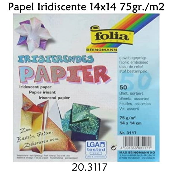 Origami Papel Iridiscente 14x14 50 Fls.
