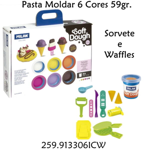 Pasta de Moldar "Sorvete e Waffles" Milan 6 Cores 59gr.