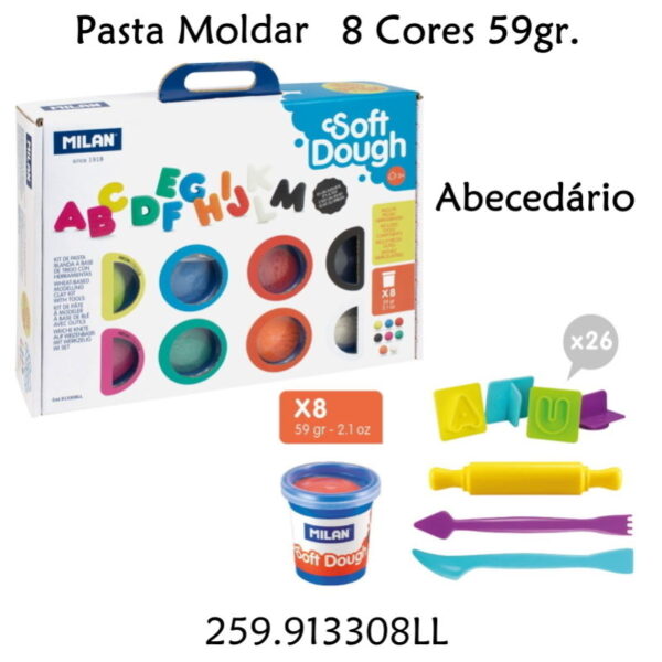 Pasta de Moldar "Abecedário" Milan 8 Cores 59gr.