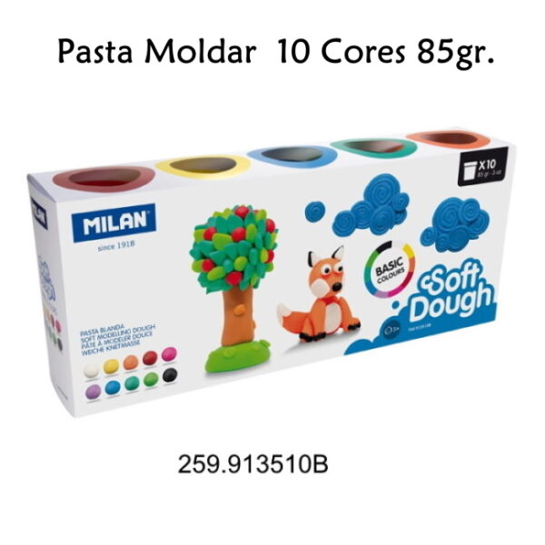 Pasta de Moldar Cores Básicas Milan Cx.10 Frascos 85gr.